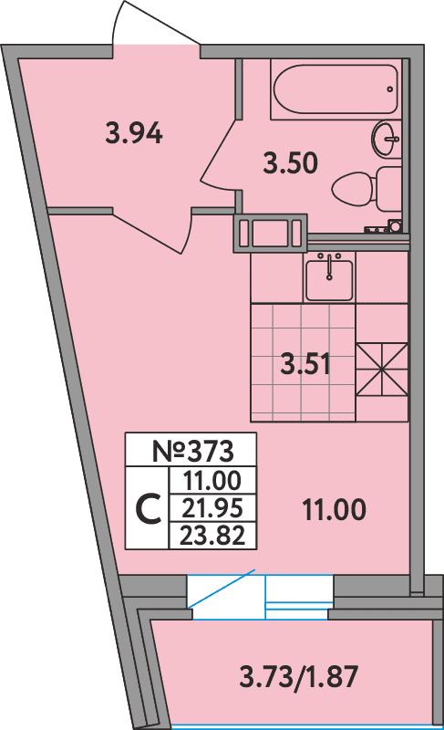 Студия 23,7 м²