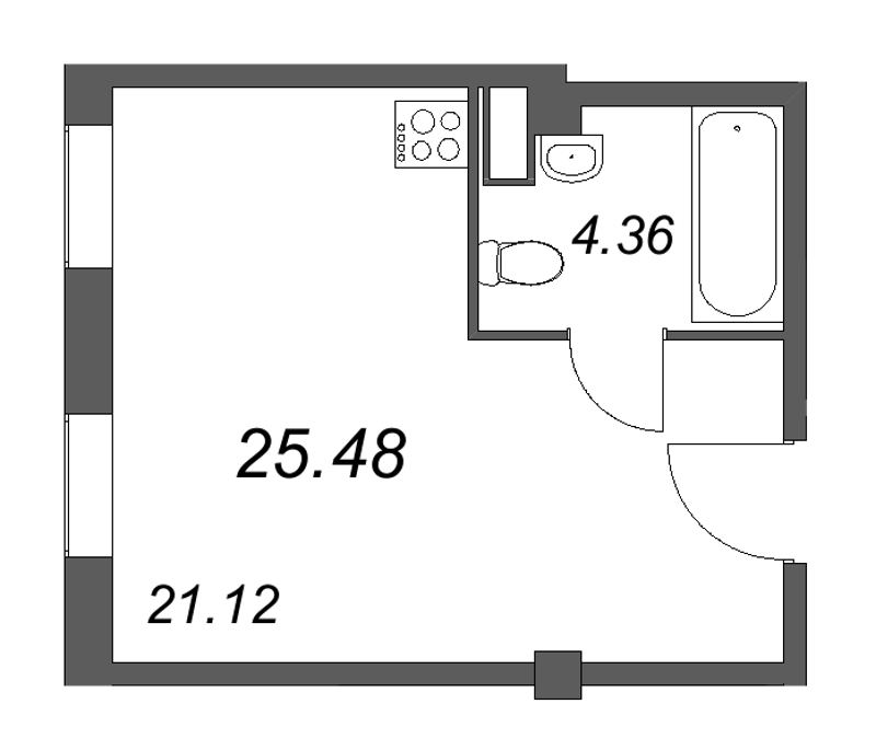 Студия 25,5 м²