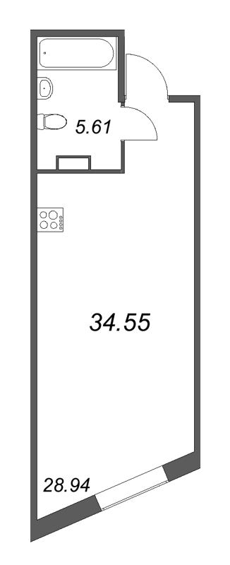 Студия 34,6 м²