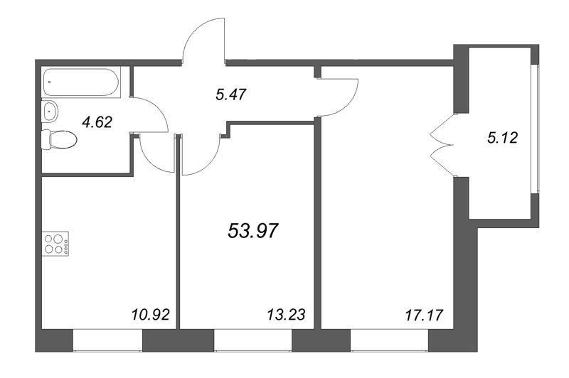 2 ккв 54 м²