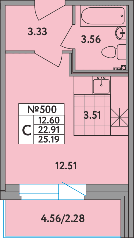 Студия 25,3 м²