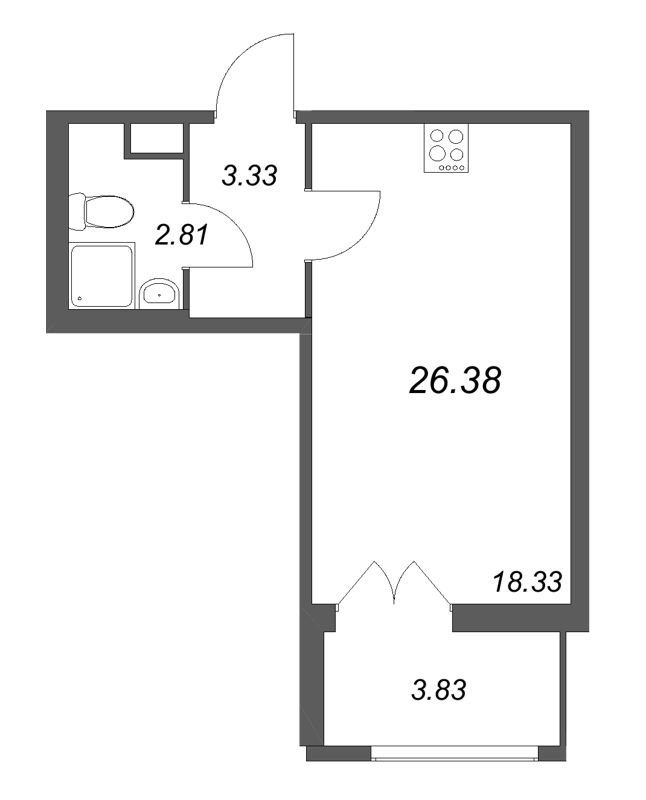 Студия 26,4 м²