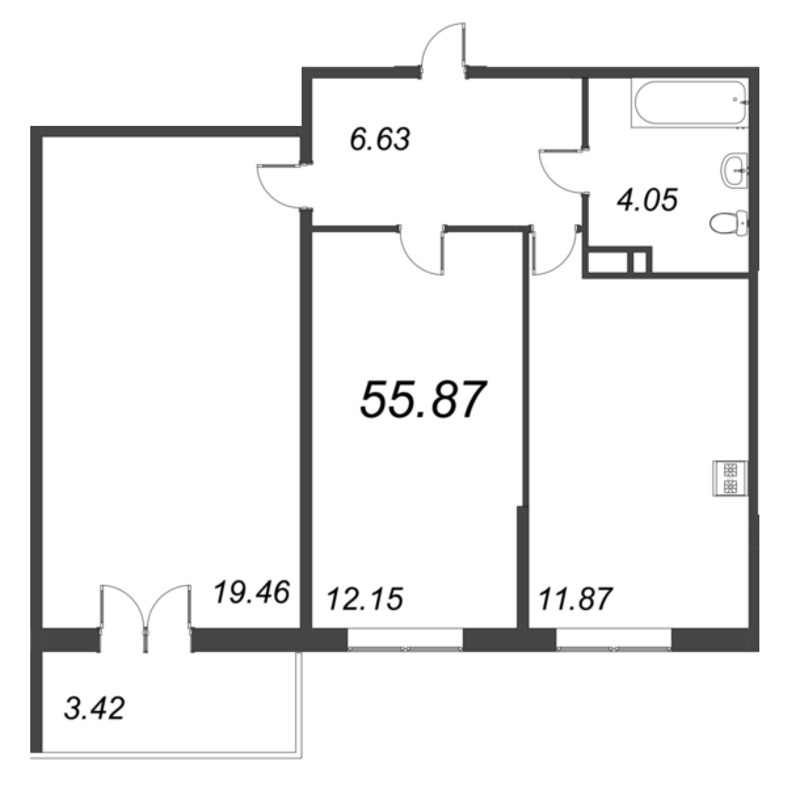 2 ккв 55,9 м²