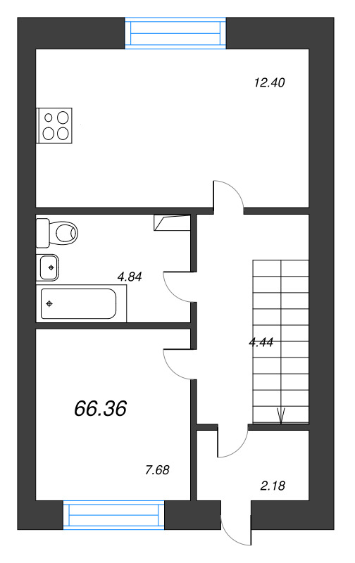 3 ккв 66,4 м²