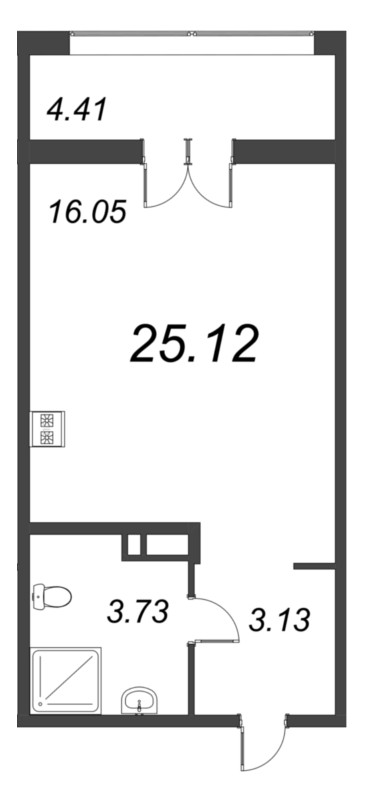 Студия 25,1 м²