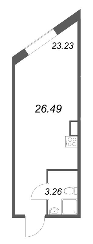 Студия 26,5 м²