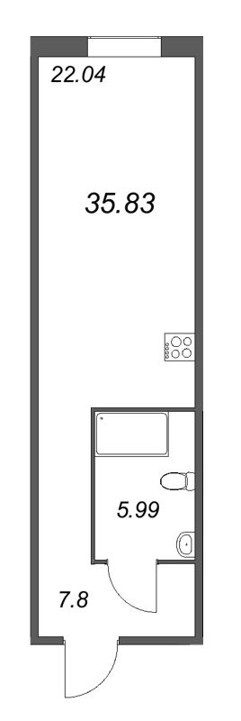 Студия 35,8 м²