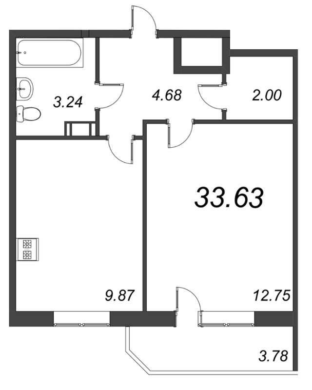 1 ккв 33,6 м²