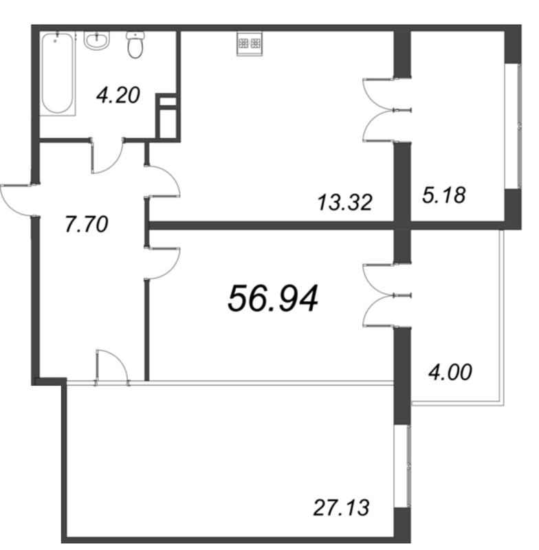 1 ккв 56,9 м²