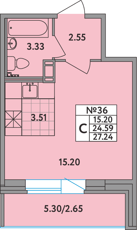 Студия 27,2 м²