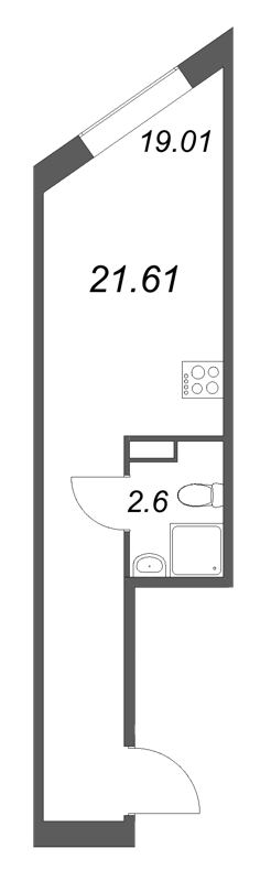 Студия 21,6 м²