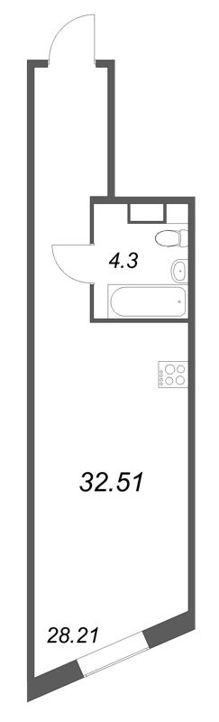 Студия 32,5 м²