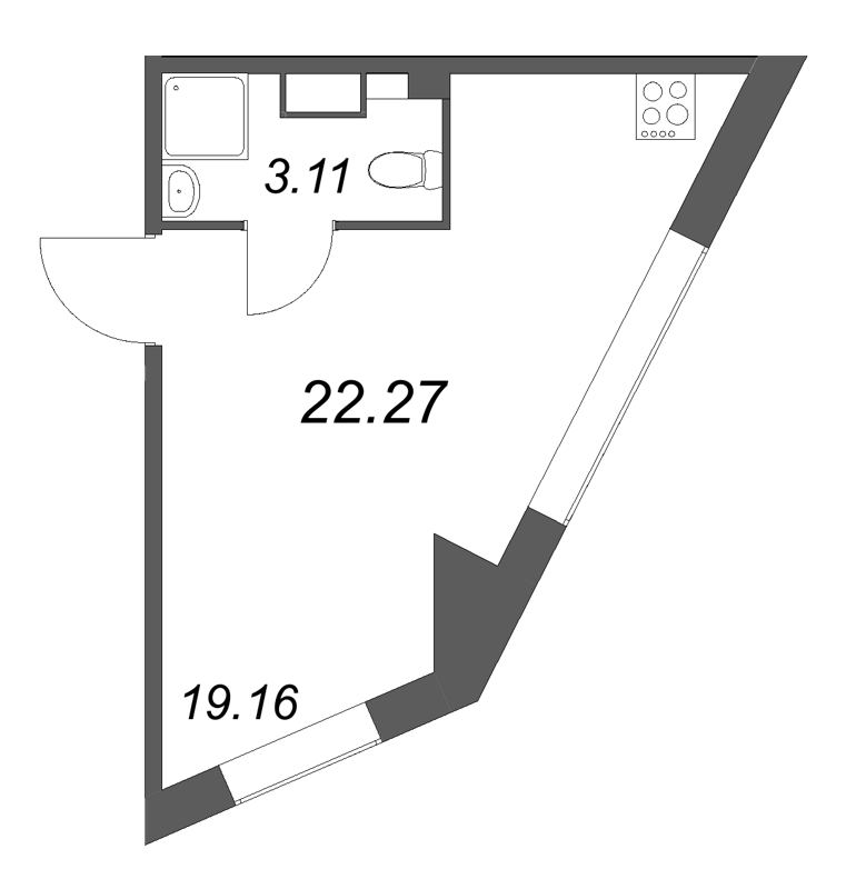 Студия 22,3 м²