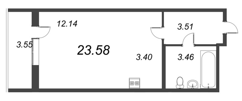 Студия 23,6 м²