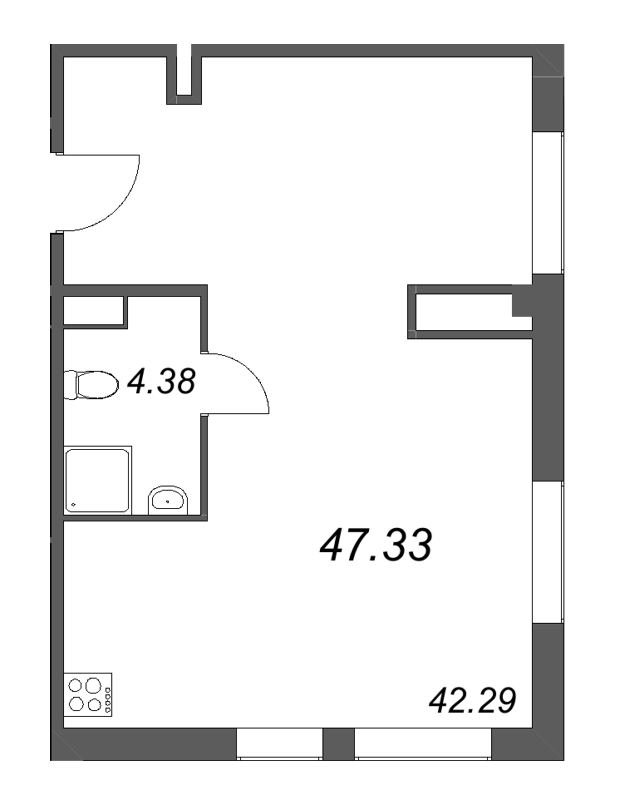 Студия 47,3 м²