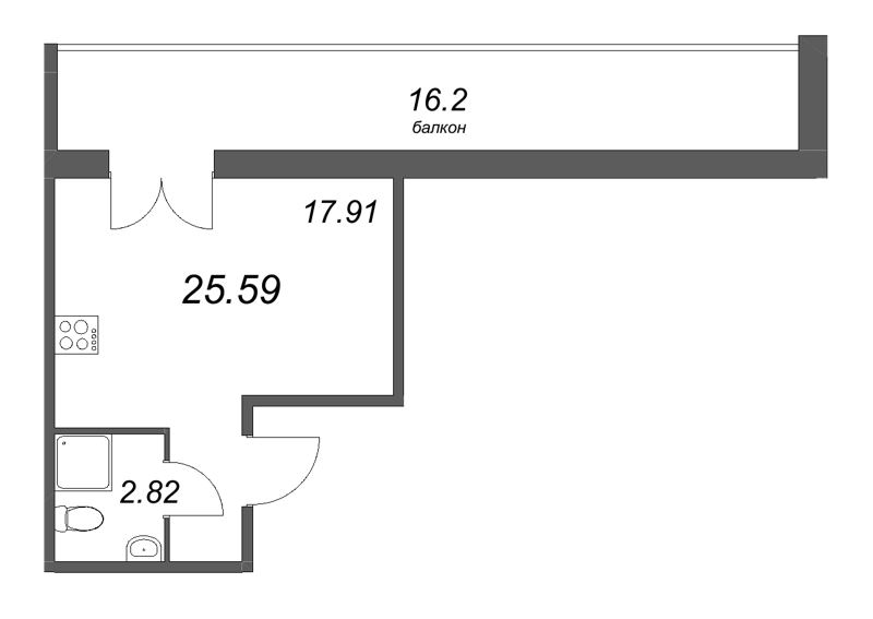 Студия 25,6 м²