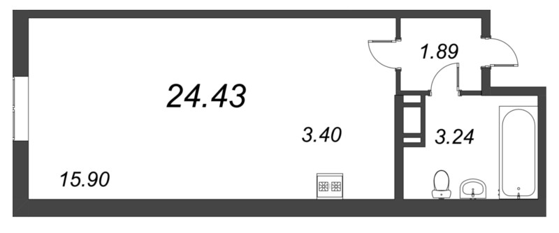 Студия 24,4 м²