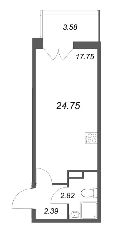 Студия 24,8 м²