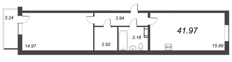 1 ккв 42 м²