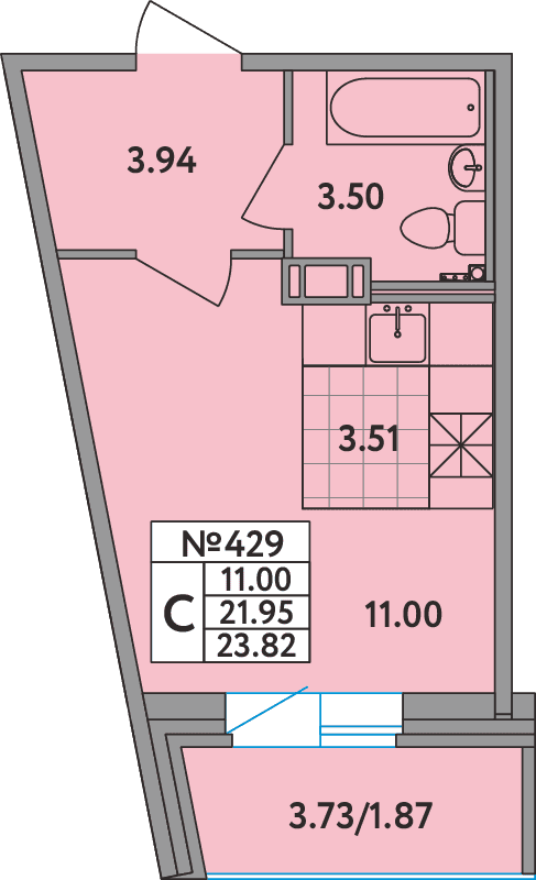 Студия 23,9 м²