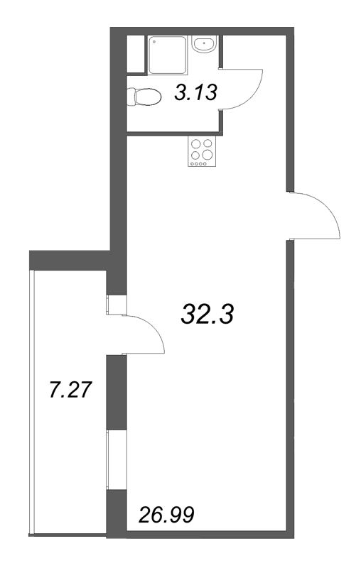 Студия 32,3 м²