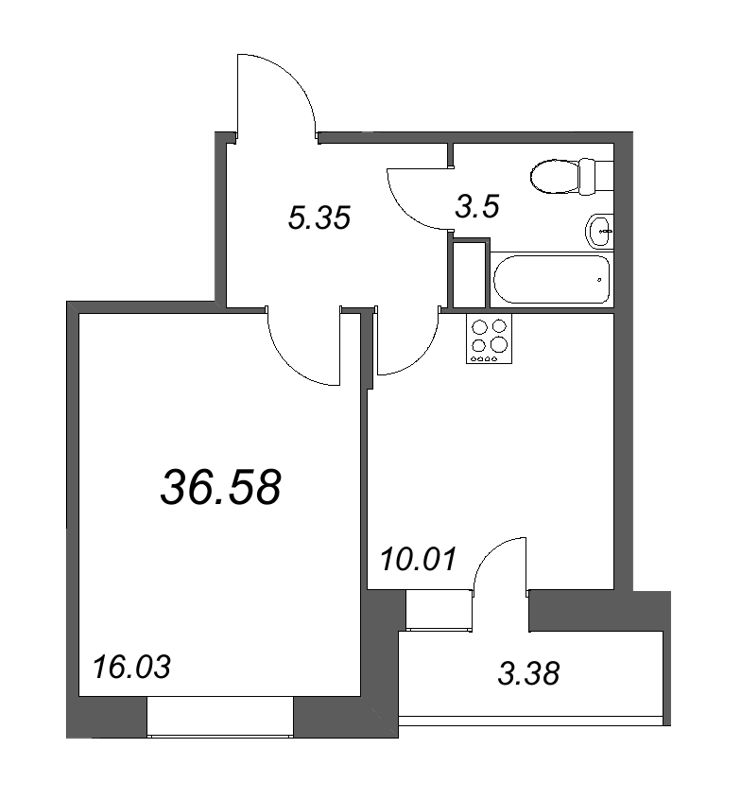 1 ккв 36,1 м²