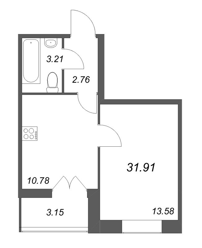 1 ккв 31,9 м²