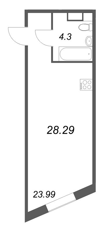 Студия 28,3 м²