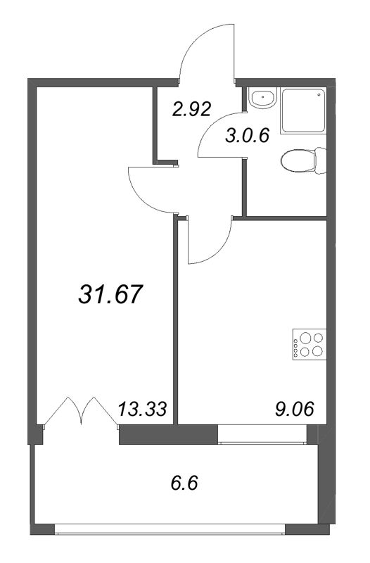1 ккв 31,7 м²