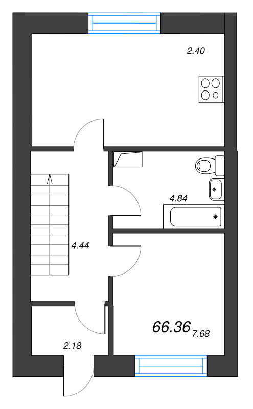 3 ккв 66,4 м²