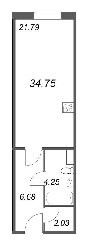 Студия 34,8 м²