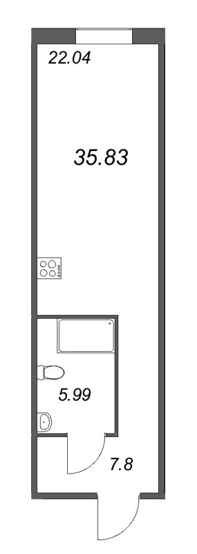 Студия 35,8 м²