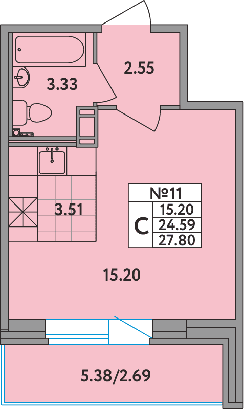 Студия 27,2 м²