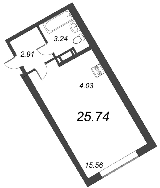 Студия 25,7 м²