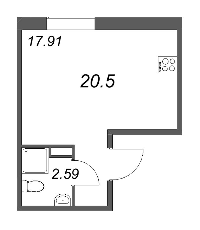 Студия 20,5 м²