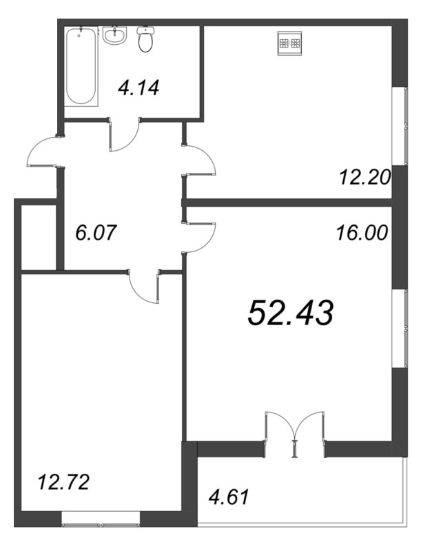2 ккв 52,4 м²