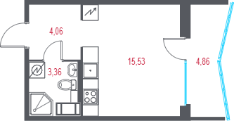 Студия 24,4 м²