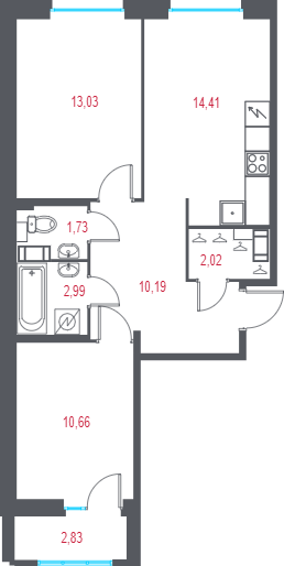 2 ккв 56,5 м²