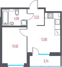 1 ккв 33,5 м²