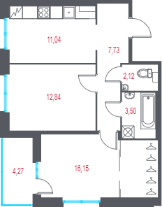 2 ккв 55,5 м²