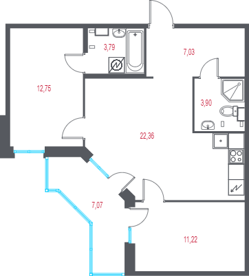 3 ккв (Евро) 63,2 м²