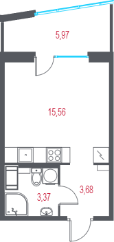 Студия 24,4 м²