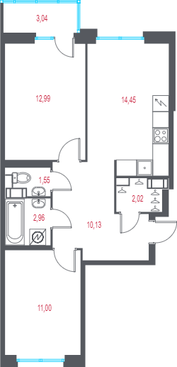 2 ккв 56 м²