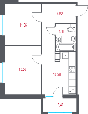 2 ккв 48,3 м²