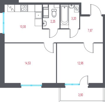 2 ккв 51,9 м²
