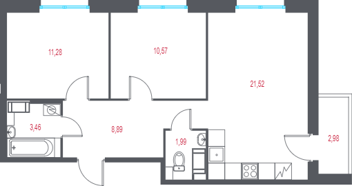 3 ккв (Евро) 59,2 м²
