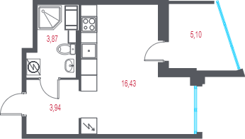 Студия 26,8 м²