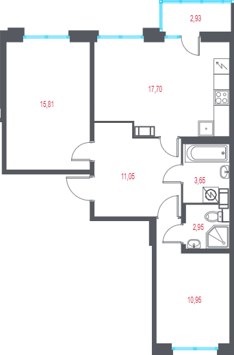 3 ккв (Евро) 63 м²