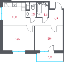 2 ккв 51,8 м²