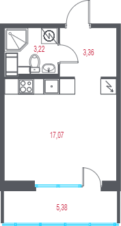 Студия 25,3 м²